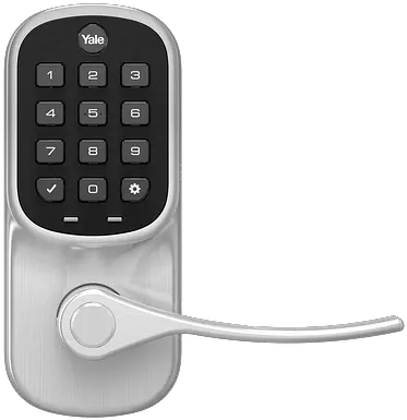 Lmlevpack Sn Yale Liftmaster Smart Keypad Lever In Satin Yale Assure Lever Lock Png Door Handle Png