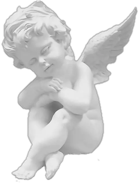Download Hd Angel Sticker Figurka Anioek Siedzcy Na Kuli Angels Aesthetic White And Black Png Angel Transparent