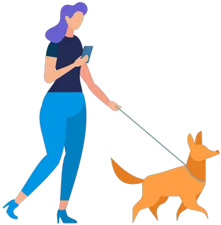 Premium Girl Walking With Dog Illustration Download In Png U0026 Vector Format Woman Walking With Dog In The Park Clipart People Walking Dog Png