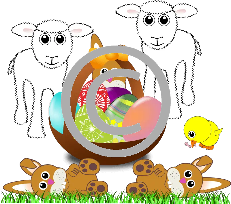 Easter Bunny With Eggs Sheep And Chick Easter Egg Png Chick Png