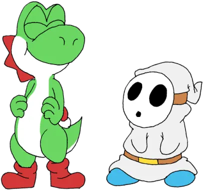 Yoshi And His Friend White Shy Guy Yoshi And Shy Guy Png Yoshi Png