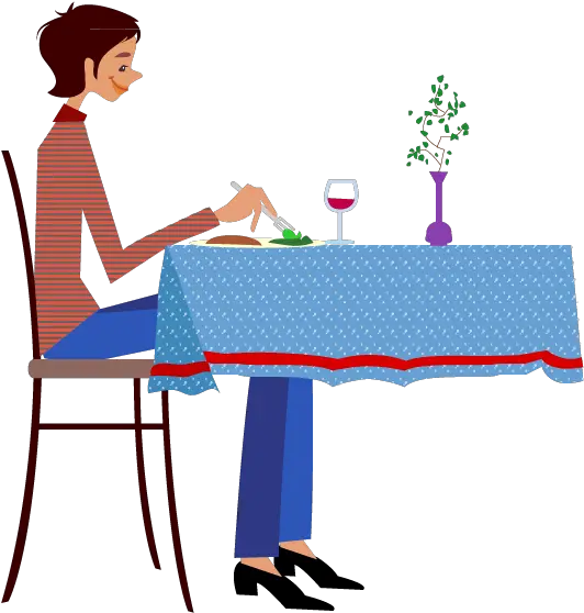 Cartoon Table Png Person Sitting In Chair Side View Drawing Eat Png