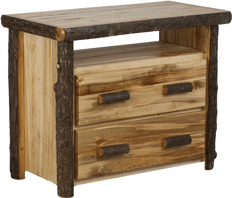 Hickory Log 2 Drawer Tv Stand Solid Png Tv Stand Png