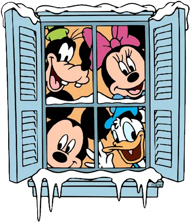 Download Winter Clipart Minnie Mickey Mouse Looking Through A Window Png Window Clipart Png