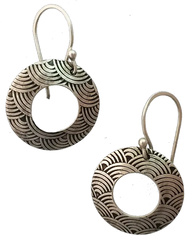 Enso Earrings Japanese Wave Pattern U2014 Eron Hamill Artisan Jewelry Earrings Png Silver Circle Png