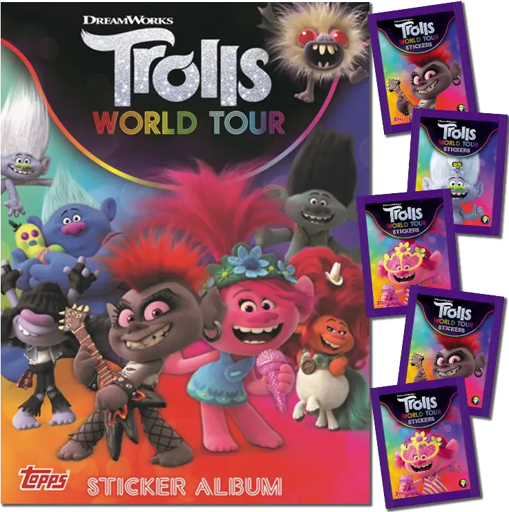 Trolls World Tour Stickers Album Pack With 5 Packets 35 Stickers Album Trolls Png Trolls Png Images