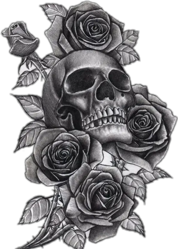 Download Neck Tattoo Png Clip Art Library Stock Skull And Skull And Rose Tattoo Tattoo Png Transparent