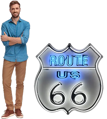 Route 66 Neon Sign Hands Crossed Pose Png Route 66 Logo