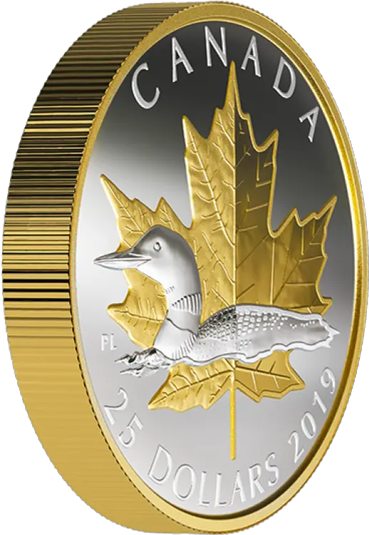 2019 Canadian 25 Timeless Icons Loon 1 Oz Fine Silver Canadian Piedfort Gold Coin Png Loon Icon