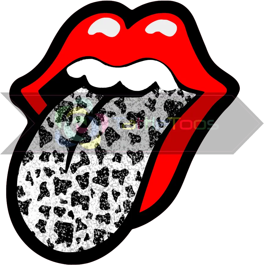 Glitter Black And White Cow Print Rolling Stones Sticker Flag Png Tongue Png