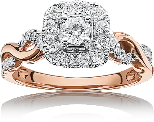 Sabrina Diamond Ctw Twist Halo Engagement Ring In 14k Rose Gold Ring Png Diamond Sparkle Png