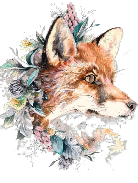 Download Tattoo Gray Fox Paper Wolf Red Hq Png Image Fox With Flowers On Head Wolf Skull Png