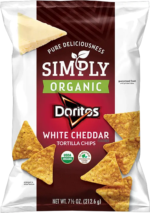 Organic White Cheddar Flavored Tortilla Doritos Simply Organic White Cheddar Flavored Tortilla Chips Png Doritos Logo Png