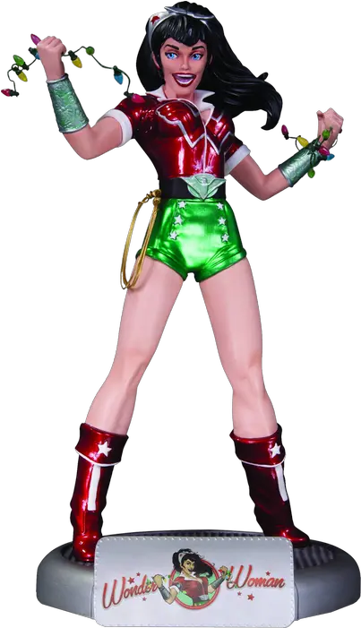 Dc Comics Bombshells Holiday Wonder Woman Statue Figurine Wonder Woman Bombshell Png Wonder Woman Amazon Hero Icon