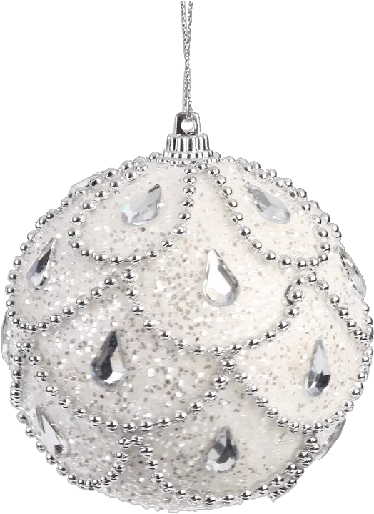 Download 8cm Hanging Ball Silver And White Xmas Baubles Solid Png Hanging Christmas Ornaments Png