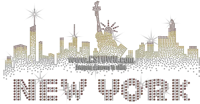 New York City Silhouette Rhinestone Iron Cstown Skyline Png New York Skyline Silhouette Png