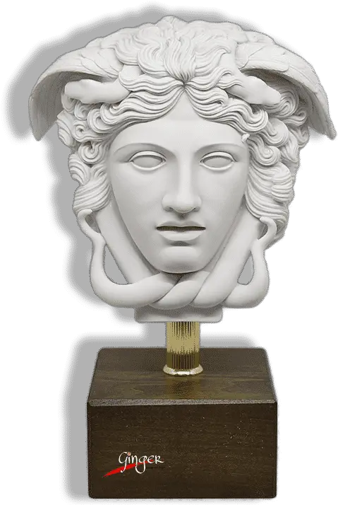 Medusa Head With Wooden Base 29 Cm Ginger Shop Souvenirs Made In Italy Medusa Statua Png Medusa Png