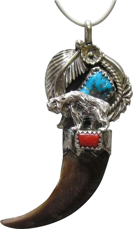 Bear Claw Png Navajo Sterling Turquoise Coral U0026 Bear Solid Bear Claw Png