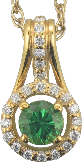 14k Yellow Gold Tsavorite Garnet Diamond Halo Pendant U2014 Scottsdale Fine Jewelers Png