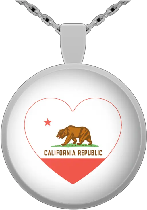 California Flag Heart Round Pendant Necklace California Les Reines Naissent En Avril Png California Flag Png