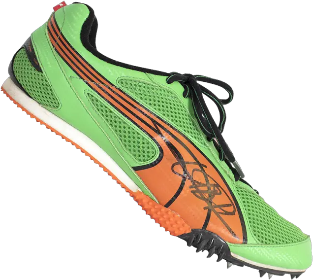 Usain Bolt Signed Green U0026 Orange Puma Running Spikes Round Toe Png Puma Icon