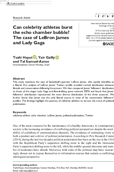 Pdf Can Celebrity Athletes Burst The Echo Chamber Bubble Document Png Lebron James Transparent Background