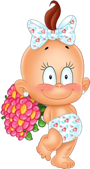 Cute Baby With Flowers Cartoon Clip Art Desenhos Fofos De Bebês Png Girl Clipart Transparent Background