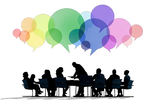 Download Group Of People With Creative Speech Bubbles Transparent Background Discussion Clipart Png Panel Png