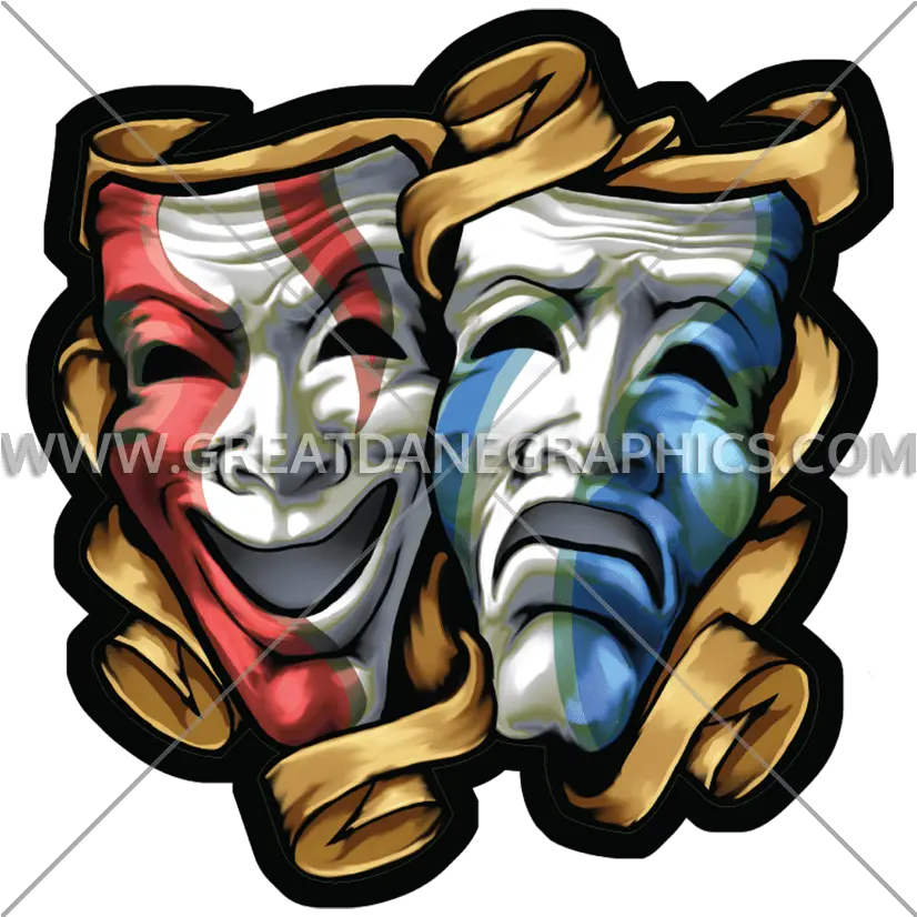 Drama Masks Colored Production Sad And Happy Mask Colored Png Drama Mask Png