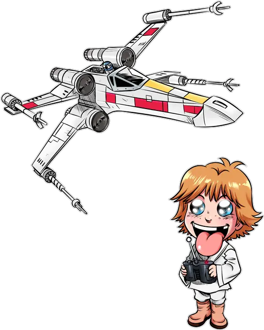 Parody Of Star Wars Luke Skywalker Sd Caricature And His X Drone Caricature Png Luke Skywalker Icon