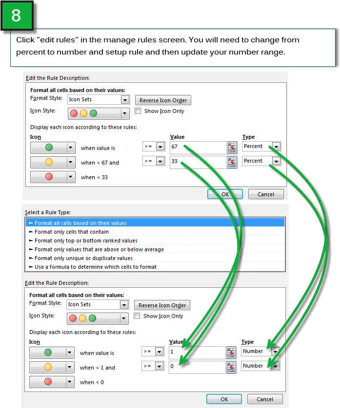 Excel Custom Number Formatting How To Conditionally Format Vertical Png Rules Icon