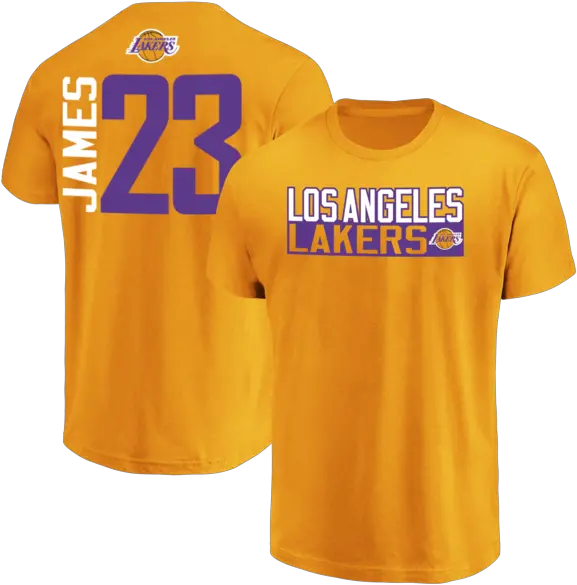 Download Hd Lebron James Los Angeles Lakers Majestic Gold Los Angeles Lakers T Shirt Png Lebron James Lakers Png