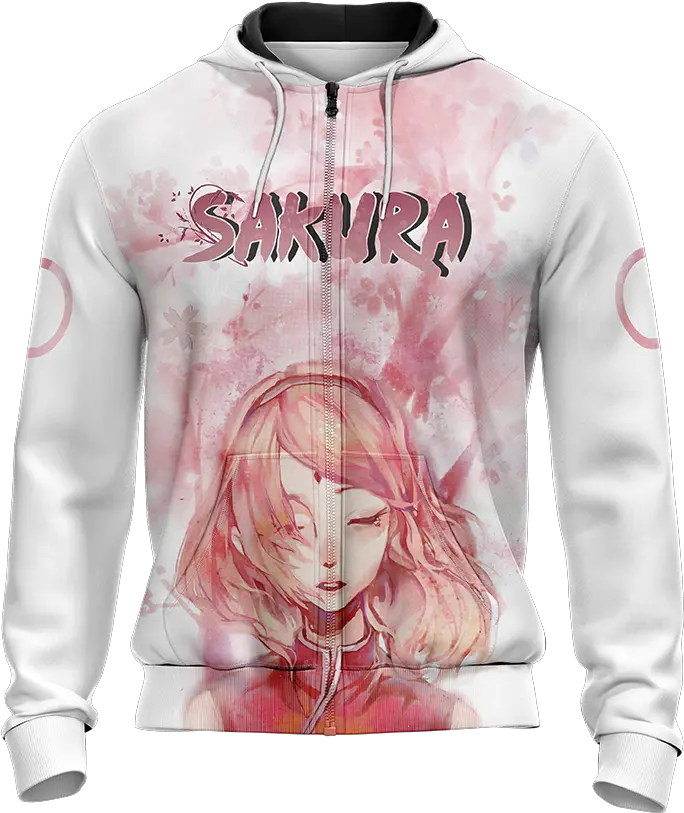 Naruto Sakura Haruno New Unisex Zip Up Hoodie Wackytee Long Sleeve Png Sakura Haruno Transparent