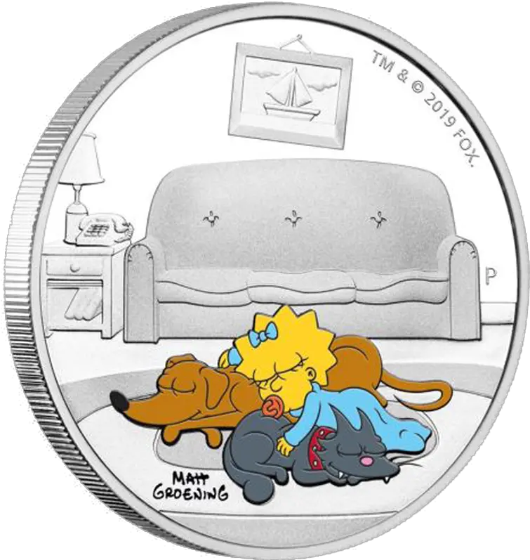 The Simpsons 1 Oz Maggie Simpson Silver Coin 2019 Td Tuvalu Simpsons Maggie Png Simpsons Transparent