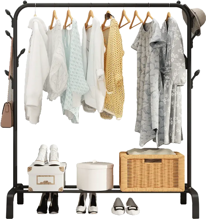 Clothing Rack Png Drying Rack Floor Home Indoor Hanger Rack Hanging Clothes Transparent Hanger Png