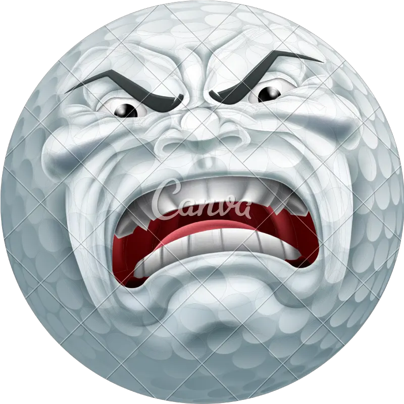 Angry Golf Ball Sports Cartoon Mascot Icons By Canva Bola Furiosa Vetor Png Angry Mouth Png