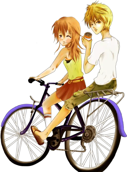 Clip Free Riding By Blu Tea Anime Bicycle Png Transparent 2 People Riding A Bike Anime Bike Png
