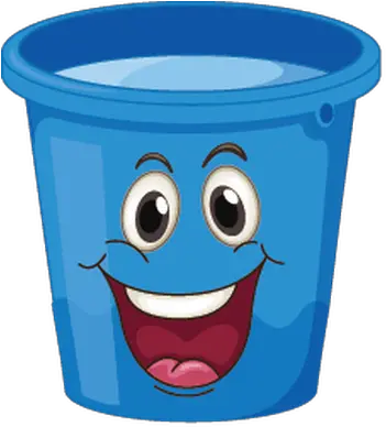 Buckets With Faces Blue Happy Clipart Cartoon Bucket With Face Png Bucket Clipart Png