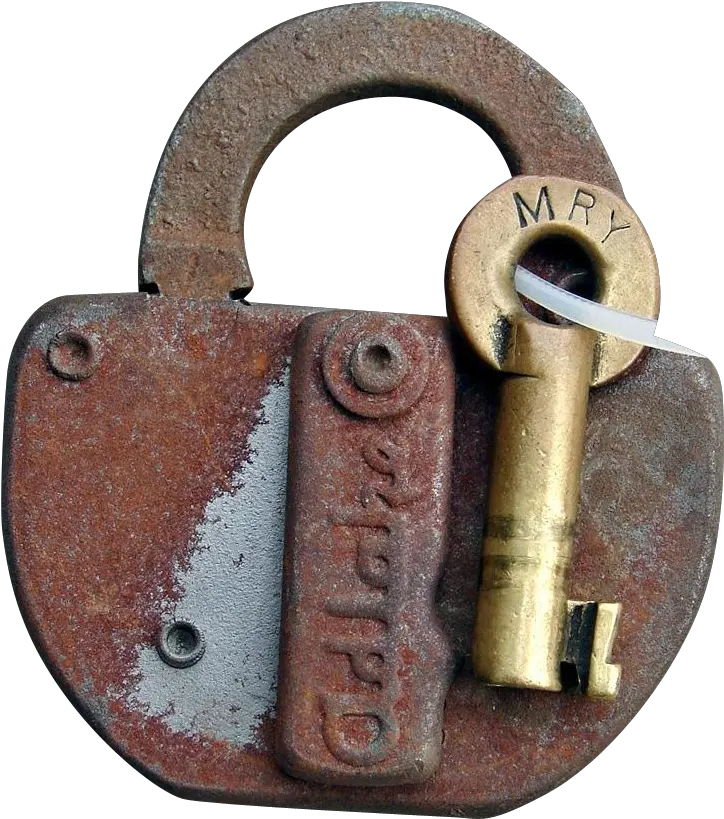Vintage Monongahela Railroad Mry Lock And Key Set Rust Png Lock And Key Png