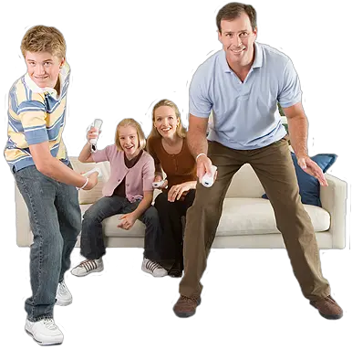 Download Hd In Family Playing Nintendo Wii Transparent Png Nintendo Wii Players Family Wii Png