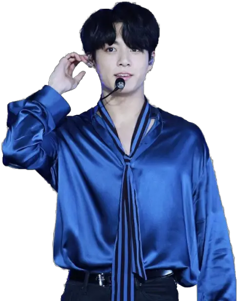 Jungkook Blue Silk Shirt Png