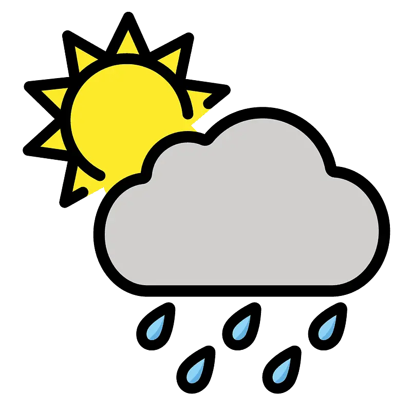 White Sun Behind Cloud With Rain Emoji Meanings Dibujo Sol Y Nubes Png Sun Emoji Png