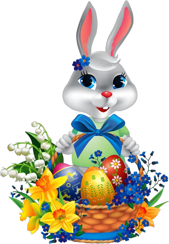 Easter Bunny Basket Food For Cartoon Cute Easter Bunny Png Easter Bunny Transparent