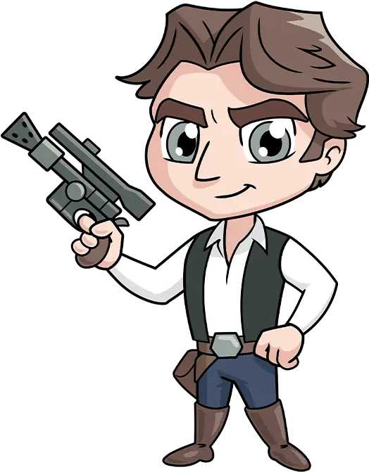 How To Draw Chibi Han Solo From Star Wars Really Easy Han Solo Chibi Png Princess Leias Blaster Icon