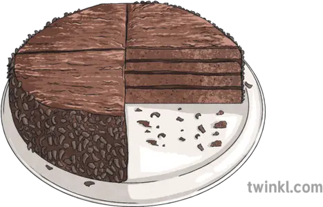 Chocolate Cake Cut In Quarter Slice Food Dessert Fractions Chocolate Cake Png Cake Slice Png