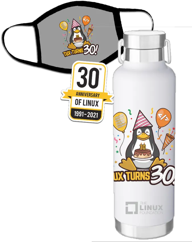 30th Anniversary Of Linux U2013 Tagged Sticker Cylinder Png Linux Tux Icon