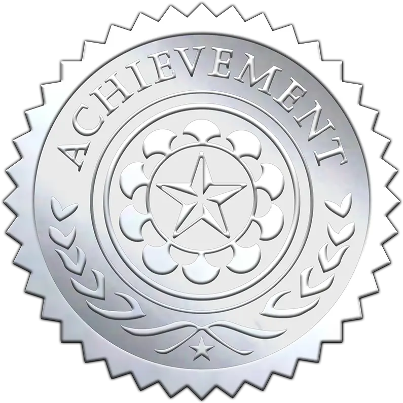 Silver Achievement Seal Thank You In Gold Png Certificate Seal Png