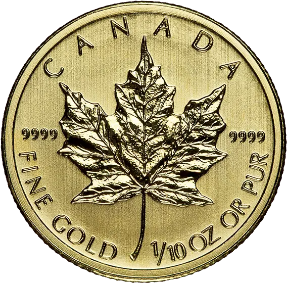 Download 110 Oz Gold Canadian Maple Leaf 1 10 Oz Gold Canadian Gold Maple Leaf 1 Oz Coin Random Year Png Canadian Leaf Png