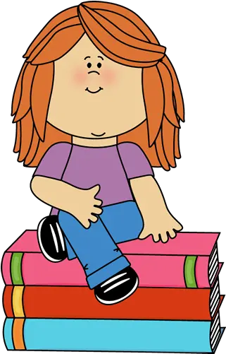 Png Kids Girl Sitting On Books Clipart Books Clipart Png