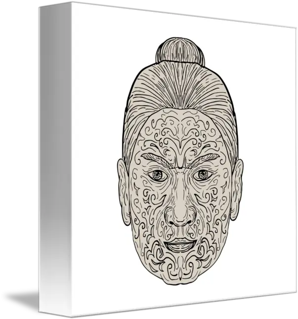 Maori Face With Moko Facial Tattoo By Aloysius Patrimonio Hair Design Png Face Tattoo Transparent